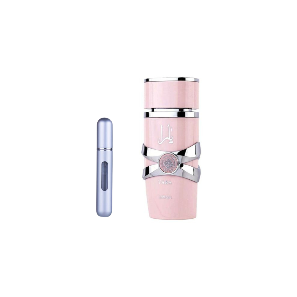 🌸 Yara Lataffa Mujer Rosado Fragancia Femenina de Lujo en Caja Premium + Perfumero Portatil