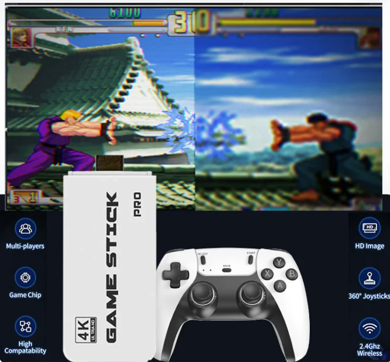 Consola Retro GameStick Pro 4K con 20 000 juegos + 2 CONTROLADORES INALÁMBRICO EXTRA GRATIS