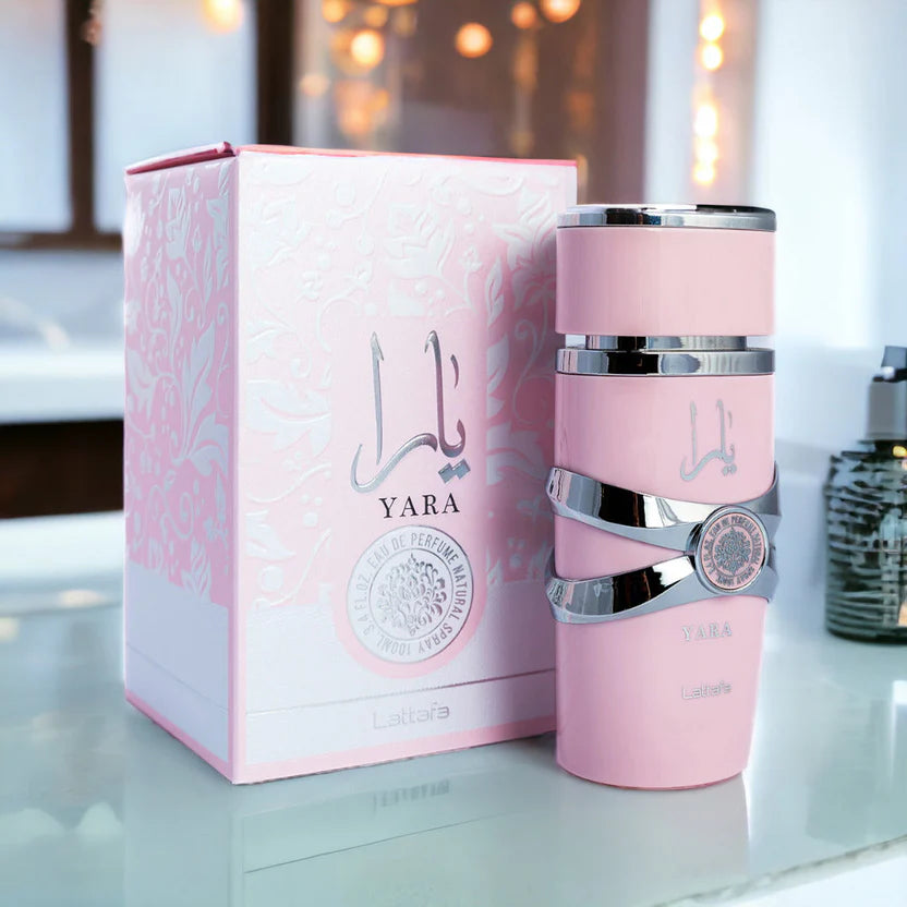 🌸 Yara Lataffa Mujer Rosado Fragancia Femenina de Lujo en Caja Premium + Perfumero Portatil
