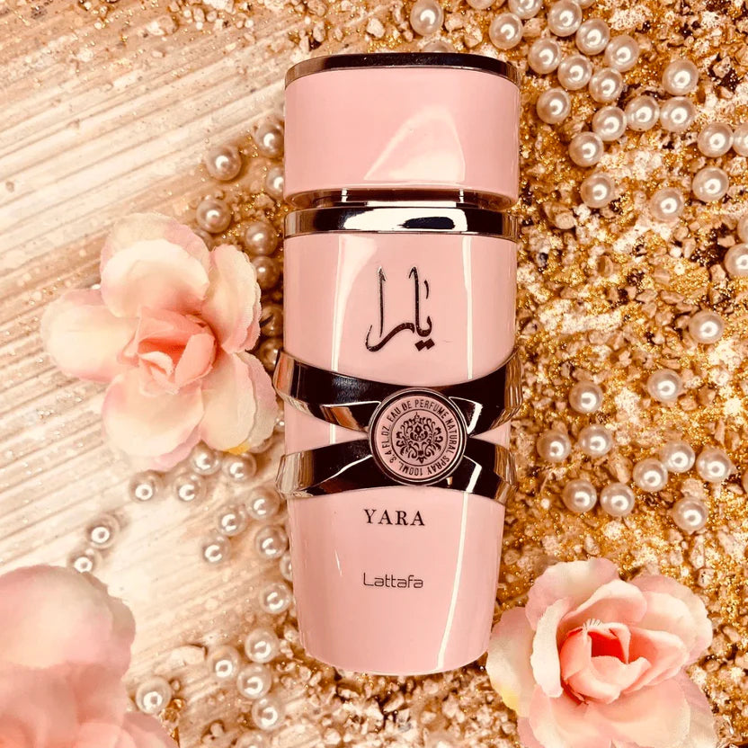 🌸 Yara Lataffa Mujer Rosado Fragancia Femenina de Lujo en Caja Premium + Perfumero Portatil