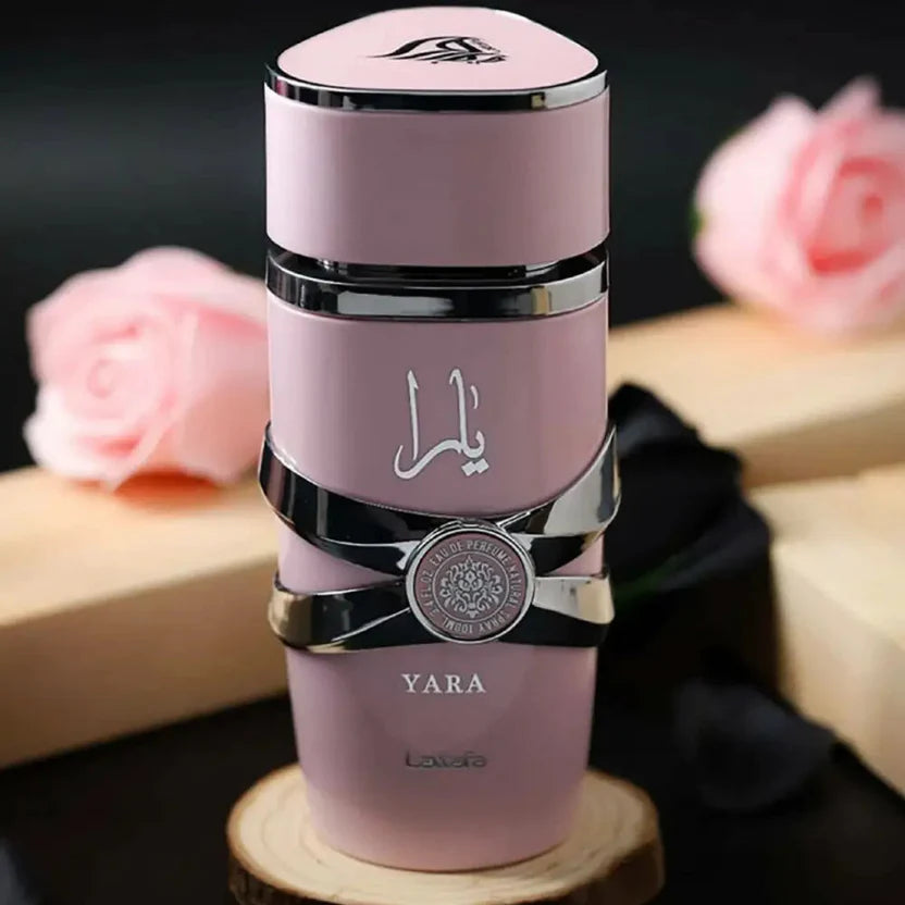 🌸 Yara Lataffa Mujer Rosado Fragancia Femenina de Lujo en Caja Premium + Perfumero Portatil